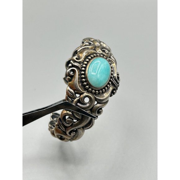 Carolyn Pollack Cuff Bracelet Relios Sterling Silver Bracelet Blue Larimar Stone - Picture 9 of 12